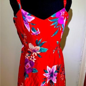 Red Hawaiian floral dress
